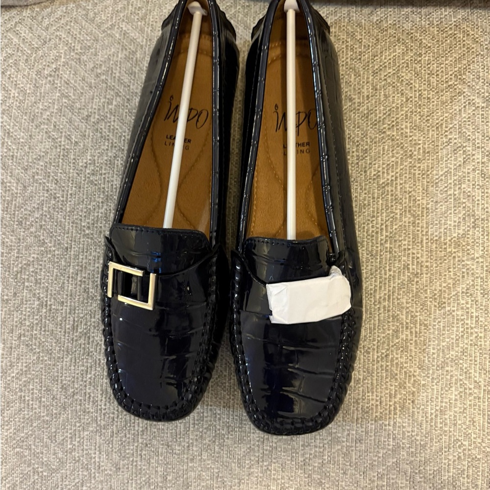 Navy Impo Baya Loafers with Buckle Detail